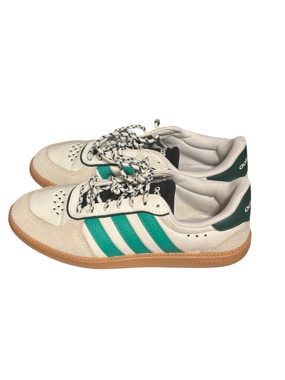 Adidas Breaknet White & Green Three-Stripe Sneakers